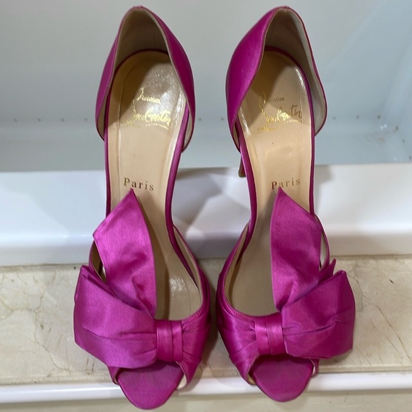Fuschia Louboutin open toe heels - Picture 9 of 9